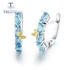 Серьги из белого золота с застежкой, ювелирные украшения для девочек с натуральными аквамаринами и натуральными бриллиантами стрекозами, 14 к