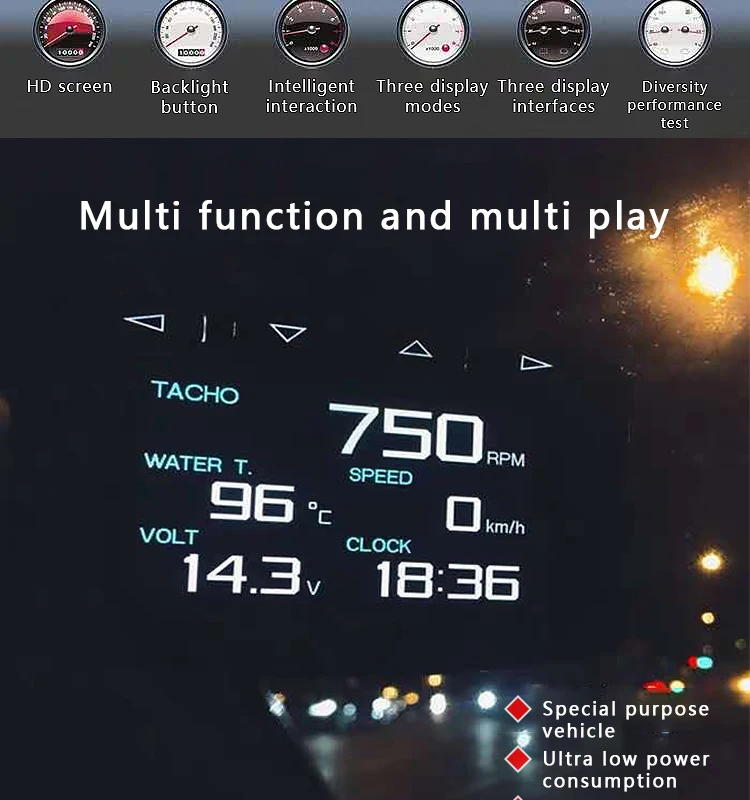 Фото Автомобильный смарт-датчик Lufi X1 OBD 2, спидометр, цифровой турбинный прибор для измерения давления масла, OBD 2 монитор №4