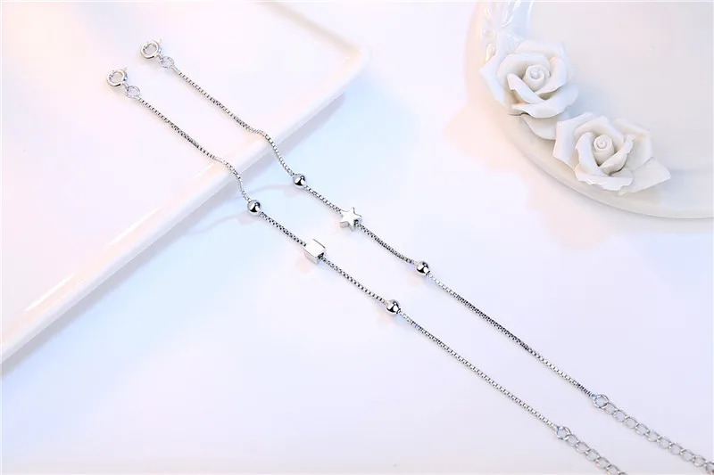 

DAIWUJAN High Quality Single Square Stars Charm Bracelet Retro Beads Box Chain Women Bracelets 925 Sterling Silver Jewelry