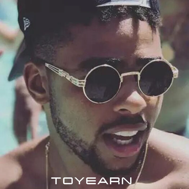 Винтажные круглые готические солнцезащитные очки в стиле стимпанк мужские и