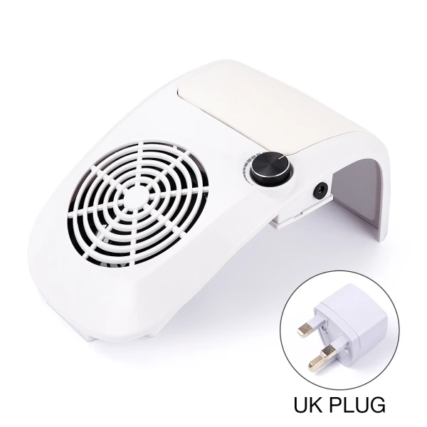 White UK Plug 60 Вт пылеуловитель для ногтей с сильной регулируемой скоростью, Пылевой вентилятор для ногтей, пылесос для маникюра, инструмент для вакуумного всасывания ногтей - Цвет: White UK Plug