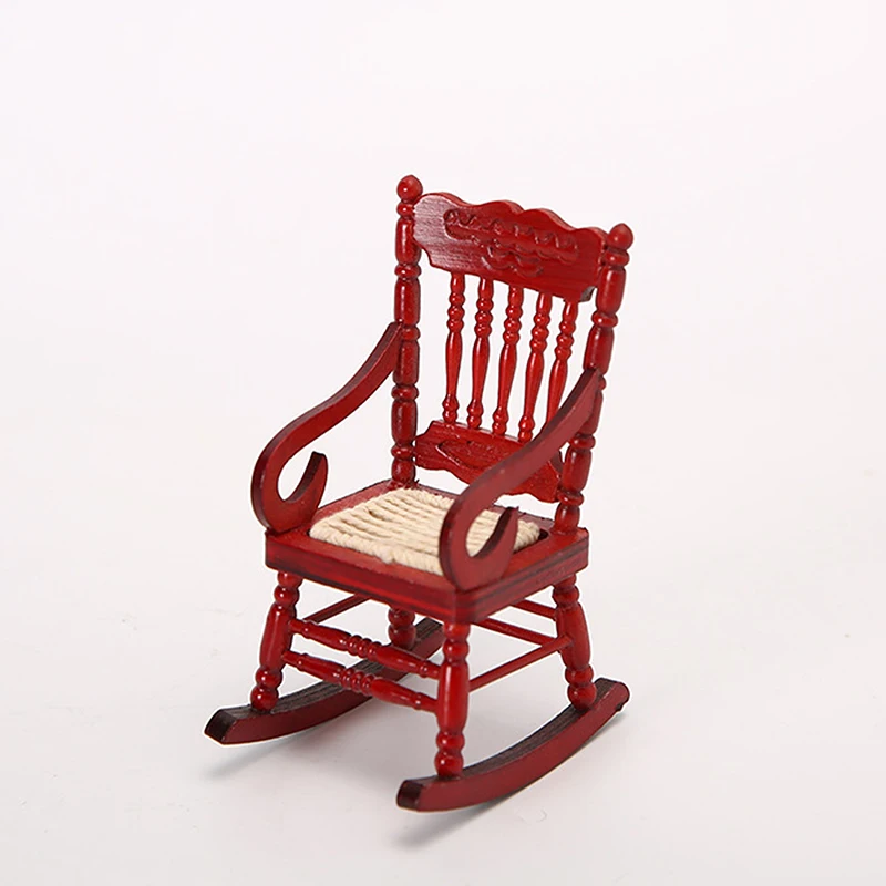 

1/12 Wooden Mini Dollhouse Rocking Chair Model Toy DIY Miniature Accessory