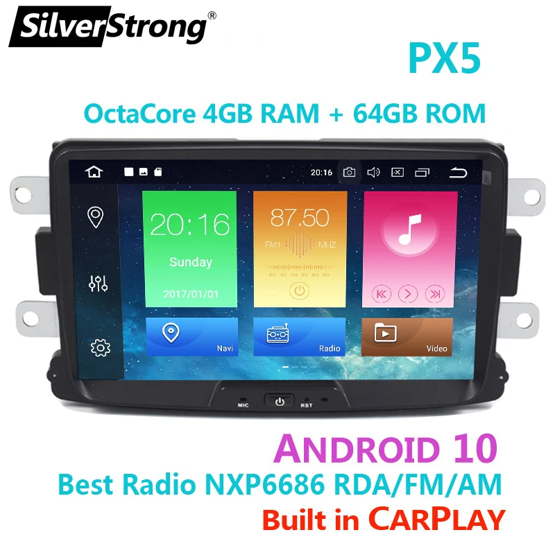 CarPlay 4 ГБ/64 ГБ Автомобильный GPS Android10 для DACIA DUSTER LOGAN LADA XRAY SYMBOL Kaptur DOKKER RDS управляющая