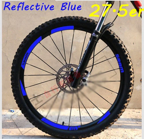 27.5er Refle Blue MTB обода колеса наклейки для горный велосипед замена Светоотражающие Fluo Гонки Велоспорт грязи виниловые обода наклейки - Цвет: 27.5er Refle Blue