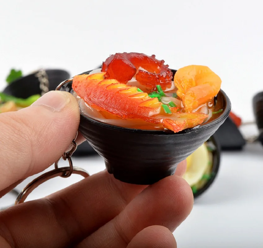 2020 Имитация пищевых брелоков НОВАЯ лапша брелок китайский синий и белый фарфор