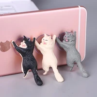 3pcsuniversal cute cat cell phone holder tablets desk car stand mount sucker bracket