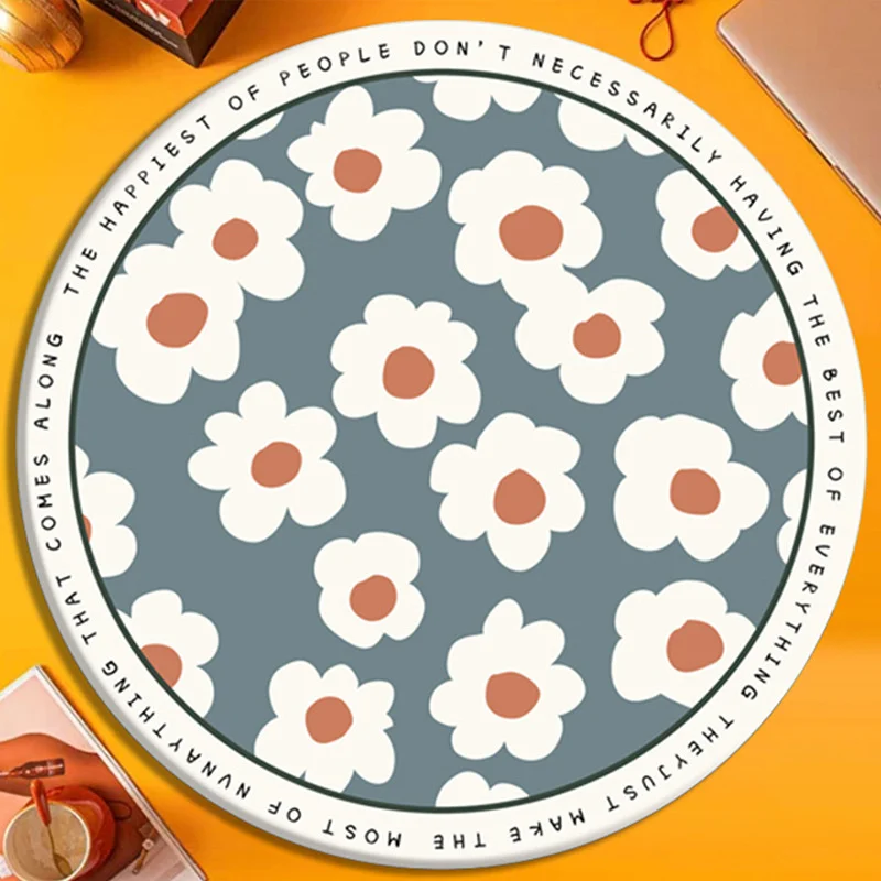 

Round Flower Carpet Imitation Cashmere Soft Floor Mat Bathroom Water Absorption Entrance Door Mat