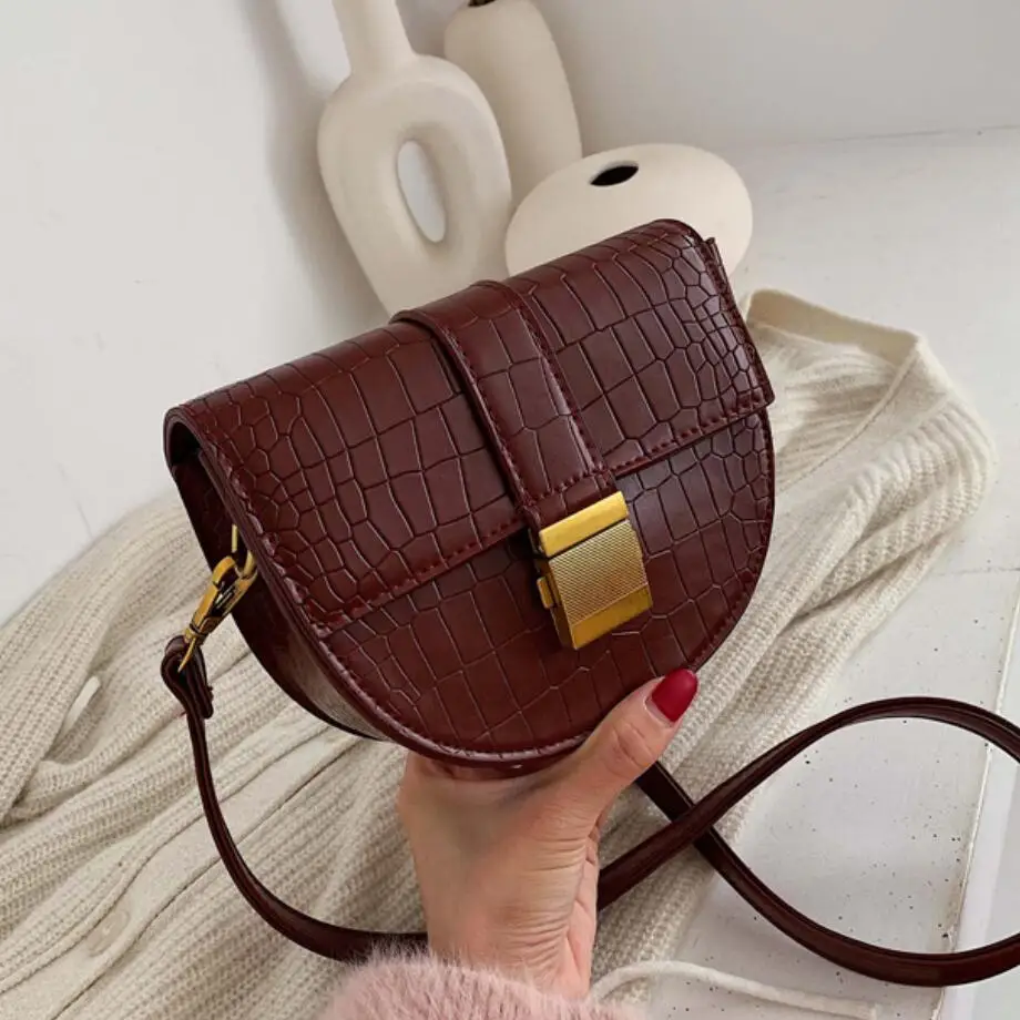 Винтажная модная седельная сумка через плечо с каменным узором новинка 2019