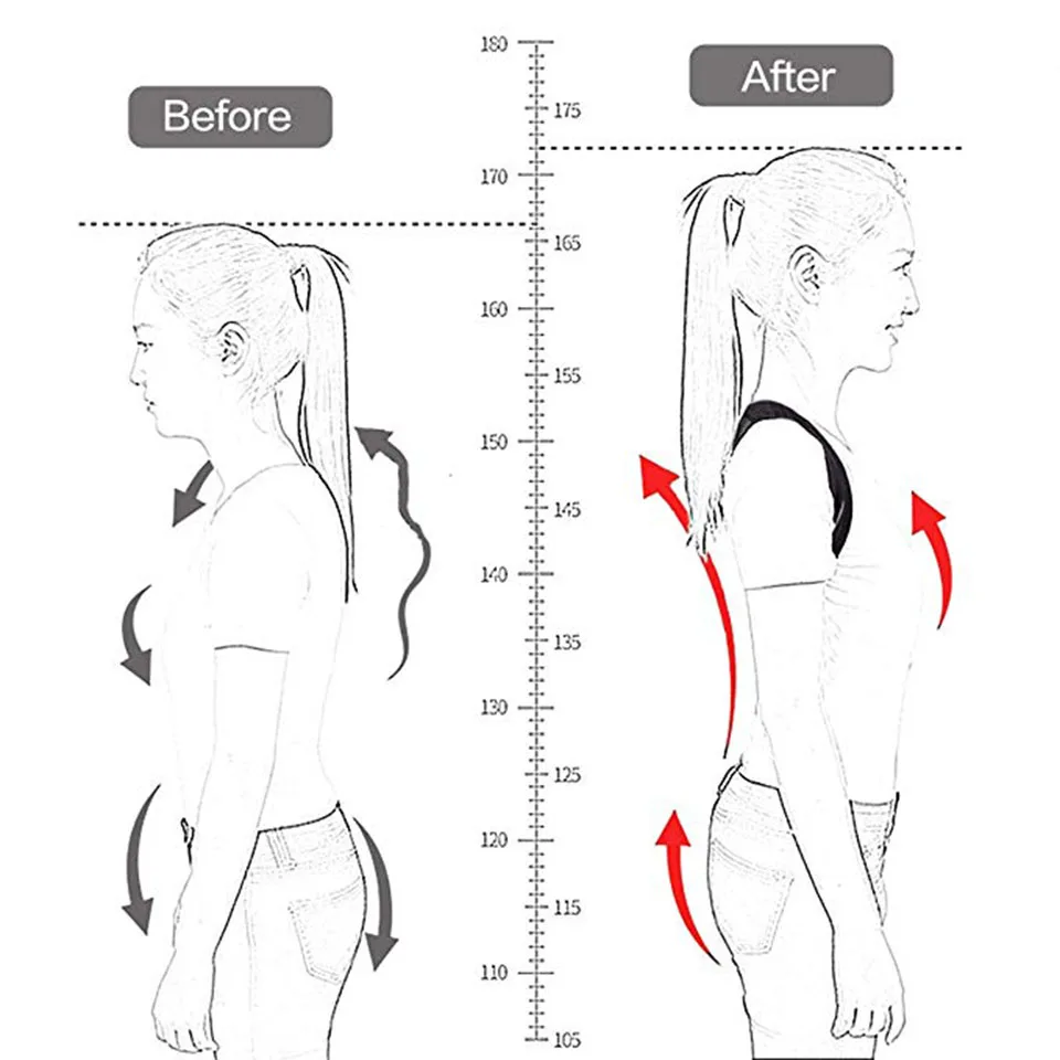 

Men Women Brace Support Belt Black Adjustable Back Posture Corrector Clavicle Spine Back Shoulder Lumbar Posture Correction