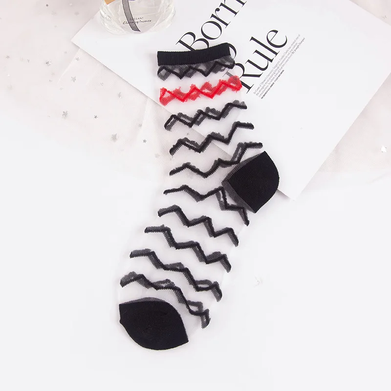 

Women's Stockings In Crystal Tube Polka Dot stripe Red lips Fashion Stockings Spring/Summer Transparent Thin Silk Socks