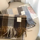 Роскошный клетчатый шарф, зимняя теплая кашемировая Женская длинная бандана, Женский фуляр из пашмины, дизайн 2021