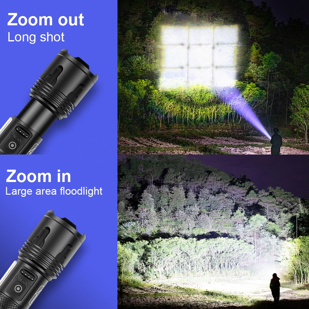 xhp160 new led flashlight 700000 lumen led torch most powerful cob rechargeable tactical flashlights 18650 xhp90 usb flash light free global shipping