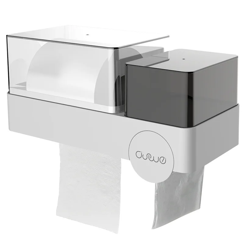 

Plastic Toilet Paper Holder Bathroom Double Paper Tissue Box Wall Mounted Paper Shelf Storage Box Toilet Dispenser