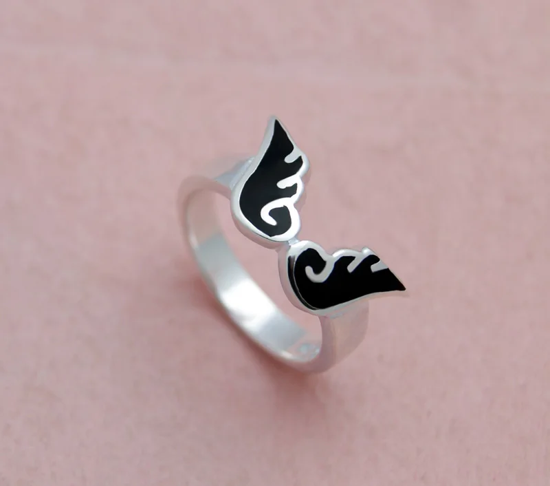 Винтажное кольцо в готическом стиле с крыльями ангела демона парные влюбленные