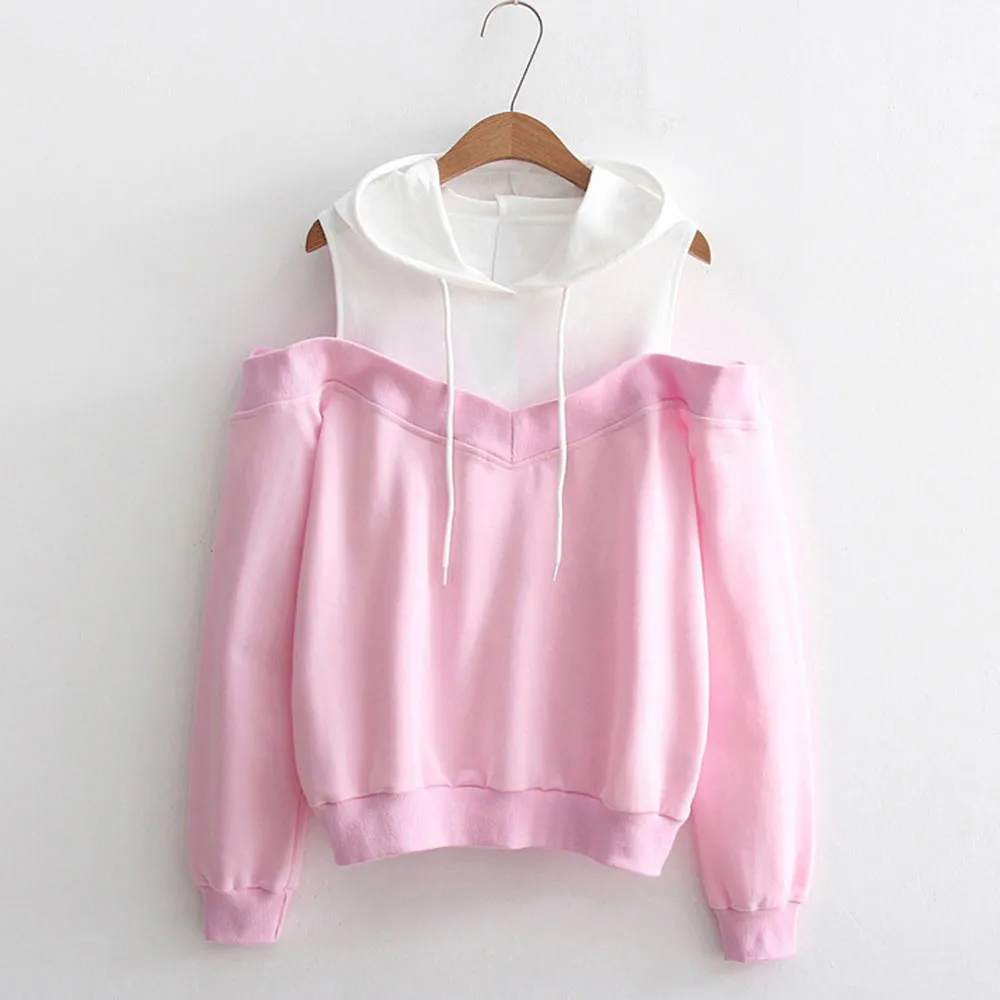 Womens Off Shoulder Long Sleeve Hoodie Sweatshirt Hooded Pullover Tops Blouse Cute Hoodies Super Junior Kpop | Женская одежда