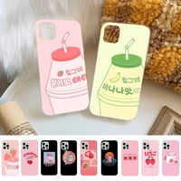 cute korea banana milk strawberry drink phone case for iphone 13 8 7 6s plus x 5s se 2020 xr 11 12 mini pro xs max