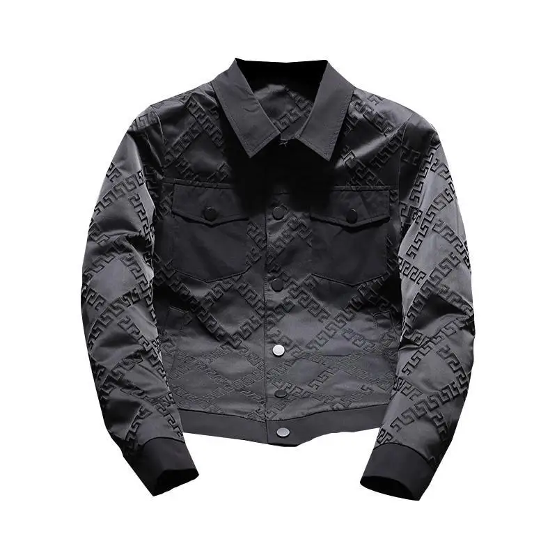 

Spring and Autumn Coat Men 's 2021 Lapel New Top Fashion Jacquard Fashion Brand Men 's Jacket Coat