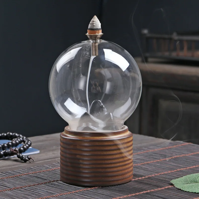 

F Backflow Incense Burner Creative Round Incense Holder Sandalwood Cone Incense Base Tea Room Ceremony Decoration Zen Decor