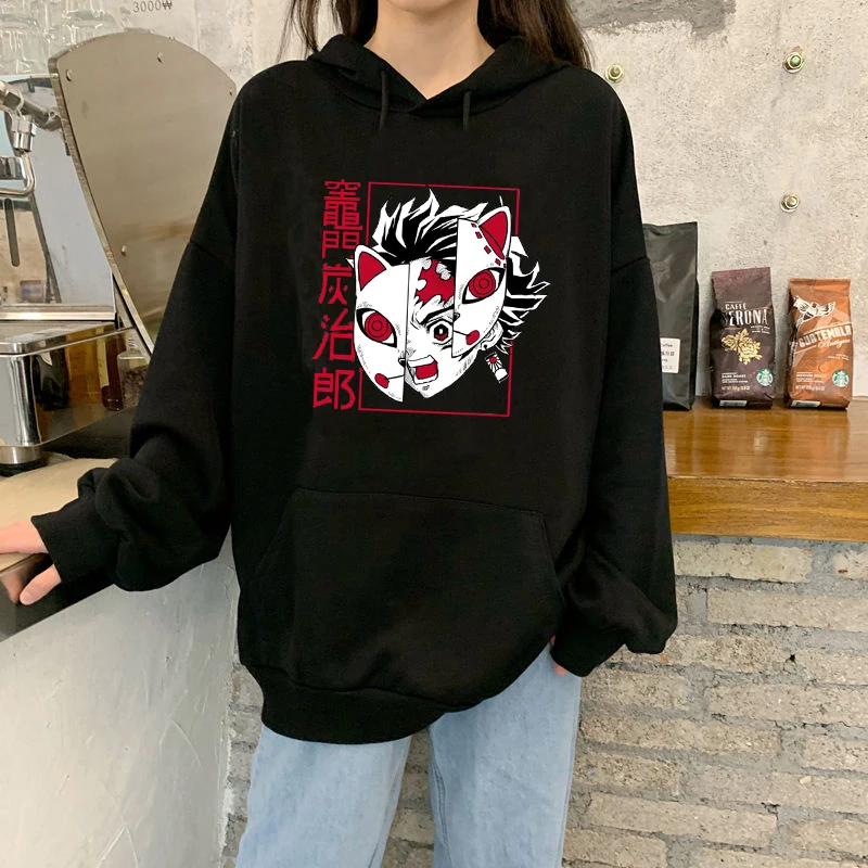 

Japanese Anime Hoodie Demon Slayer Print 2020 Winter Sweatshirt Women Men Tanjiro Kamado Costume Harajuku Long Sleeve Pink Tops