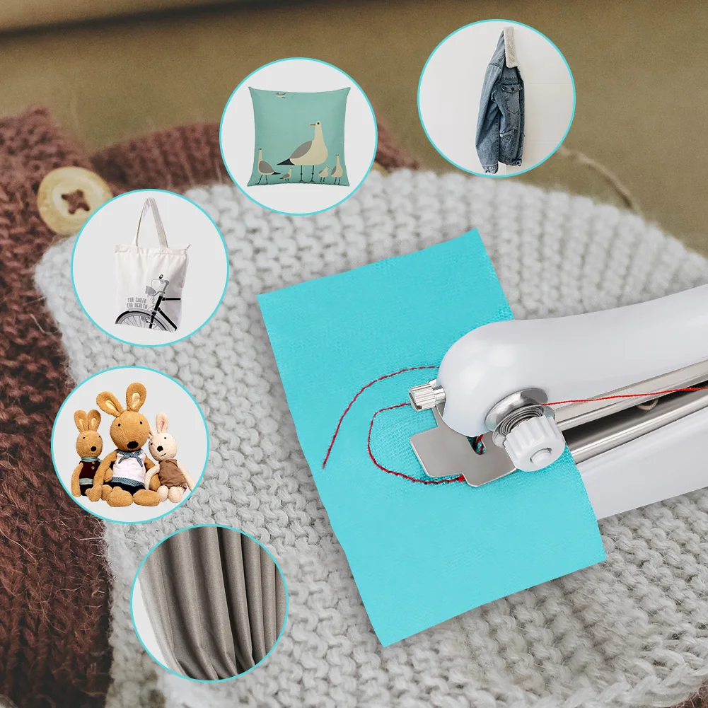 

Portable Handheld Sewing Machine & Sewing Kits Quick Stitch Sew Needlework Cordless Clothes Fabrics Electric Sewing Machine set