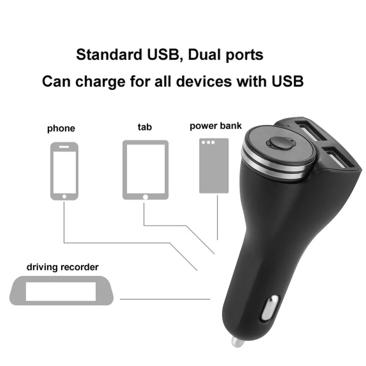 

Dual-Port Car Bluetooth 4.0 + EDRCharger BT Wireless opewn area 10M Earphone Headphone 3.6A Quick Charger Car Kit