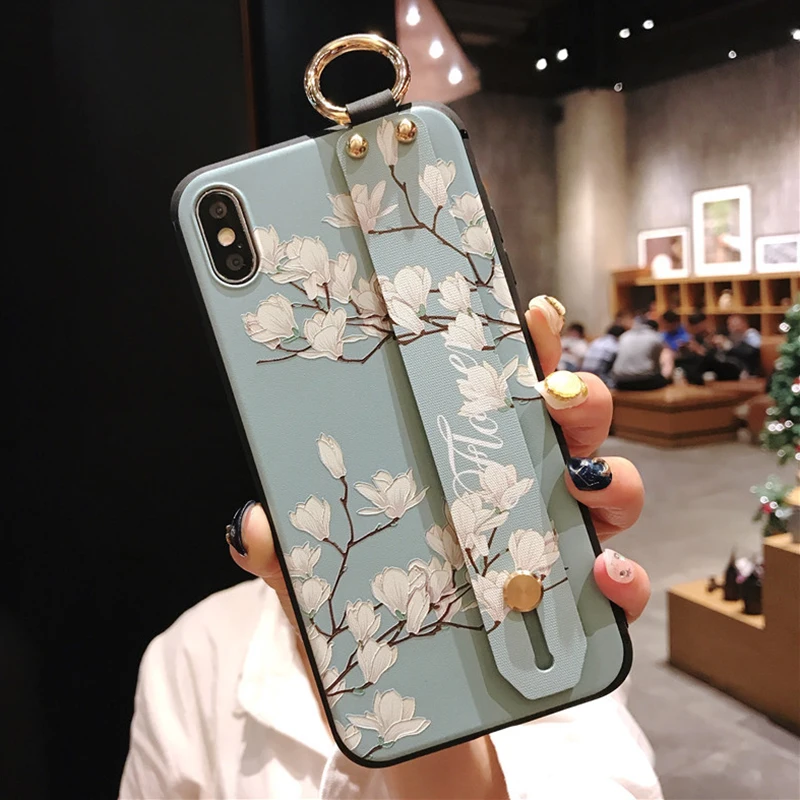LOVECOM ретро цветочный ремешок чехол для телефона для huawei P20 Lite P30 Lite mate 20 мягкий цветочный корпус держатель телефона задняя крышка - Цвет: d