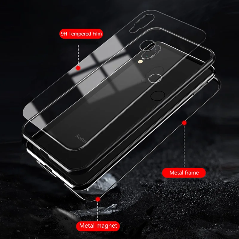 Металлический магнитный чехол для Xiao mi Red mi Note 7 6 5 K20 Pro противоударный чехол для Xiaomi mi 9T 9 SE CC9 CC9e A3 Lite стеклянная задняя крышка