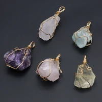 wholesale10pcs natural stones crystal rough stone irregular pendant for woman jewelry making diy necklace earring gift accessory
