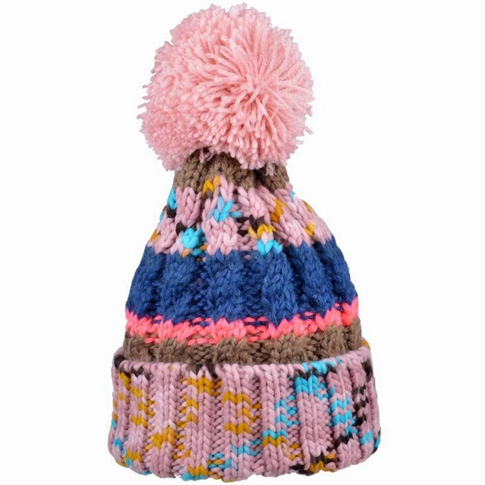 Модная женская зимняя шапка для девочек вязаная шерстяная теплая с шариками Snapback