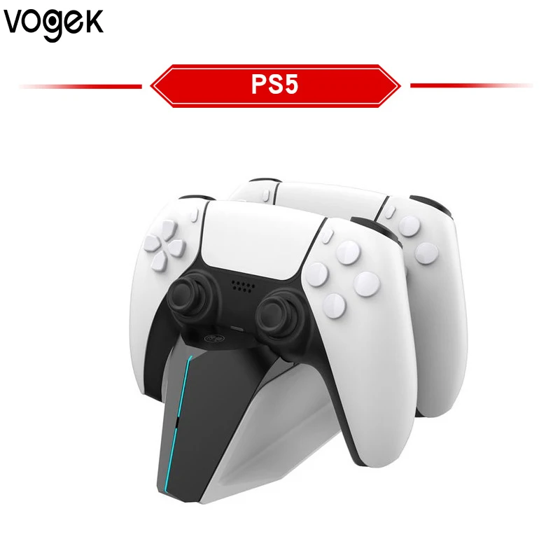 

Беспроводное зарядное устройство Vogek PS5, двойная станция для быстрой зарядки, док-станция для игрового контроллера PlayStation5, зарядное устройс...