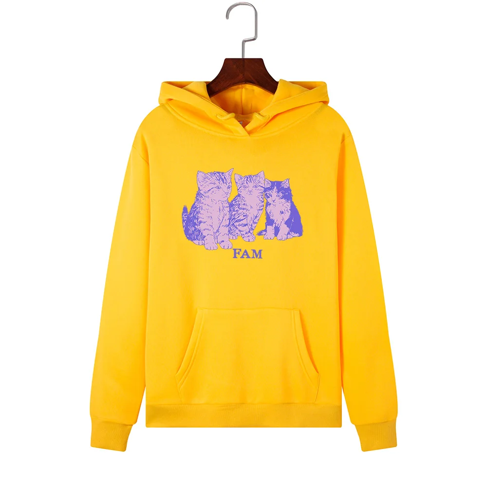 

Women Hoodies Sweatshirts Warm Hooded Sweatshirt Cats Print Autumn Winter Pocket Pullover Female Long Sleeve Hoodie