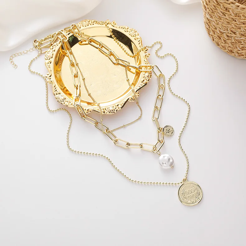 

XiaoboACC Stacked Women's Necklace 2021 New Trendy INS Temperament Baroque Pearl choker chain Dropshipping