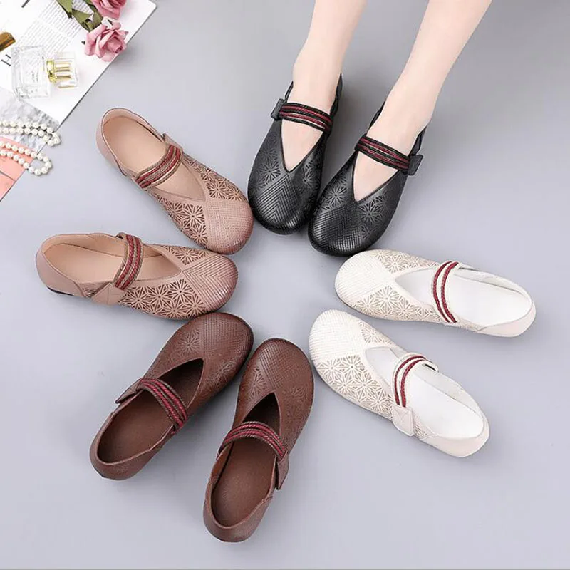 

Flats For Women Comrfort Genuine Leather Flat Shoes Woman Slipony Loafers Ballet Shoes Female Moccasins Big Size