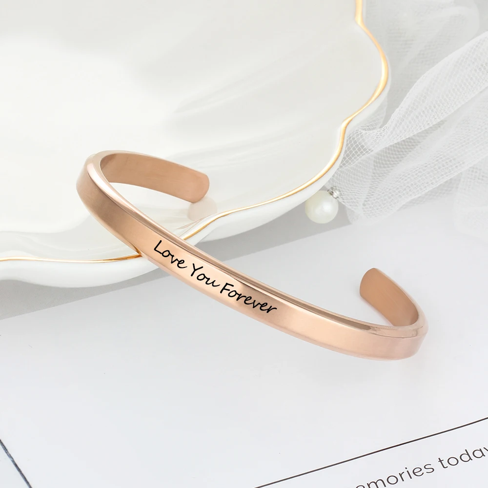 Персонализированные Выгравированная манжета браслет на заказ имя слова буквы