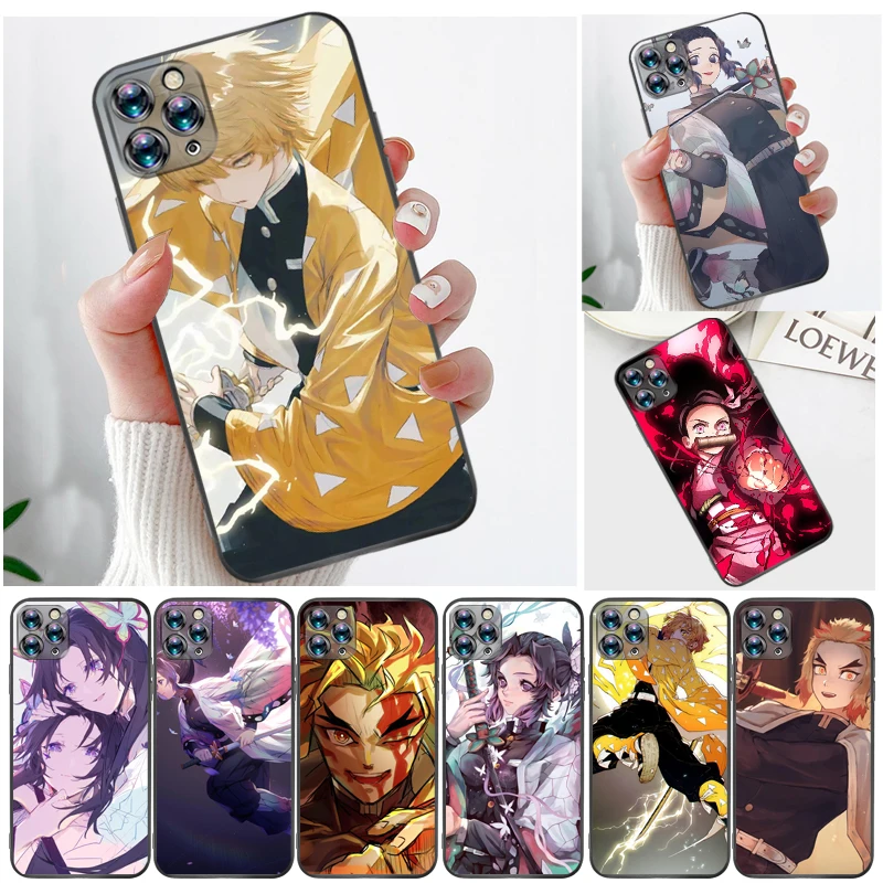 

Demon Slayer Kimetsu No Yaiba Kamado Tanjirou Kamado Nezuko Agatsuma Zenitsu Phone Case For iPhone 11 11Pro MAX Coque Funda