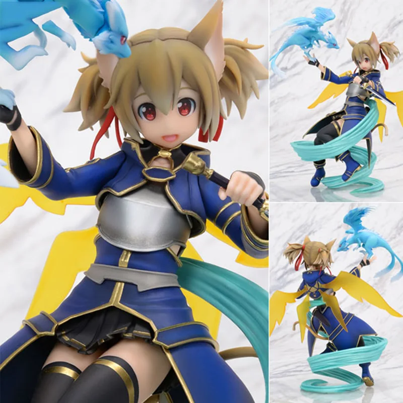 

High Quality Sword Art Online Anime Action Figures Silica ALO Ver Armor Animal Ears Arms Loli PVC Collective Model Doll Toy Gift