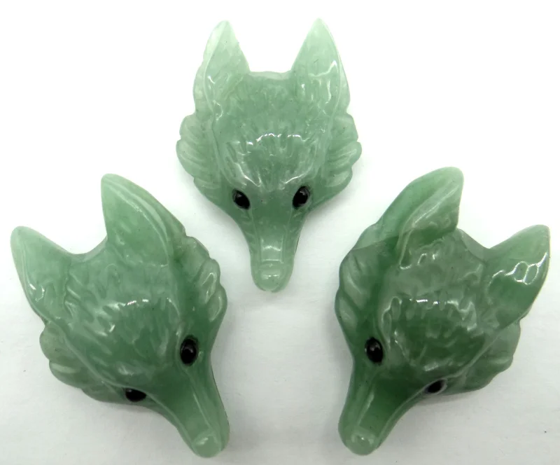 Натуральный флюорит тигровый глаз авантюрин голова волка кулон для