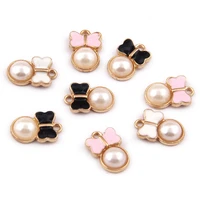 20pcslot enamel imitation pearl bow knot zinc alloy charms womens earring bracelet necklaces jewelry making charms