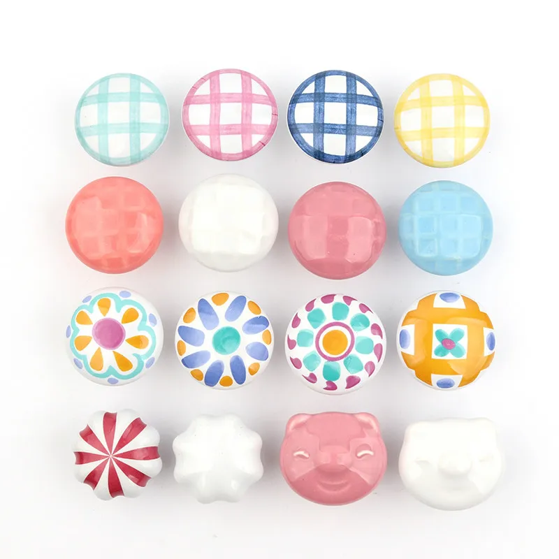 

Rural Acme Nordic Style Ceramic Single Cartoon Round Wardrobe Kitchen Garden Door Handle Modern Cabinet Handle