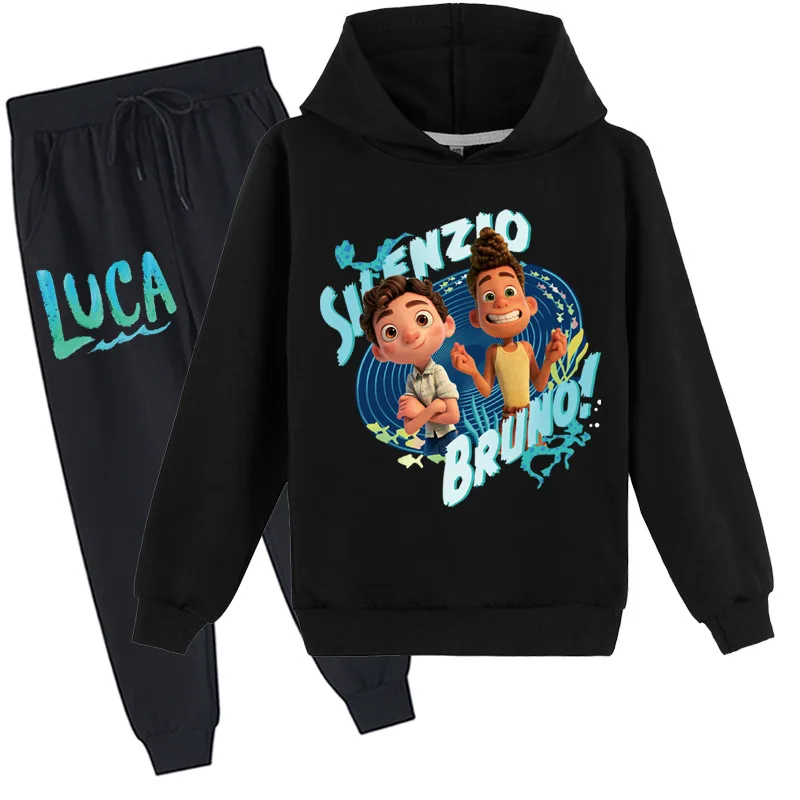 

2-16Y Kids Boy Cartoon Luca Print Hoodie Sweater + Trousers Suit New Spring & Autumn Clothes Suit Toddler Girls Boutique Outfits