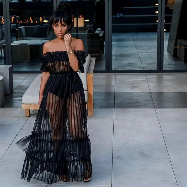 Для женщин 2019 Горячая модные пикантные Стиль женское платье одноцветное Slash шеи с