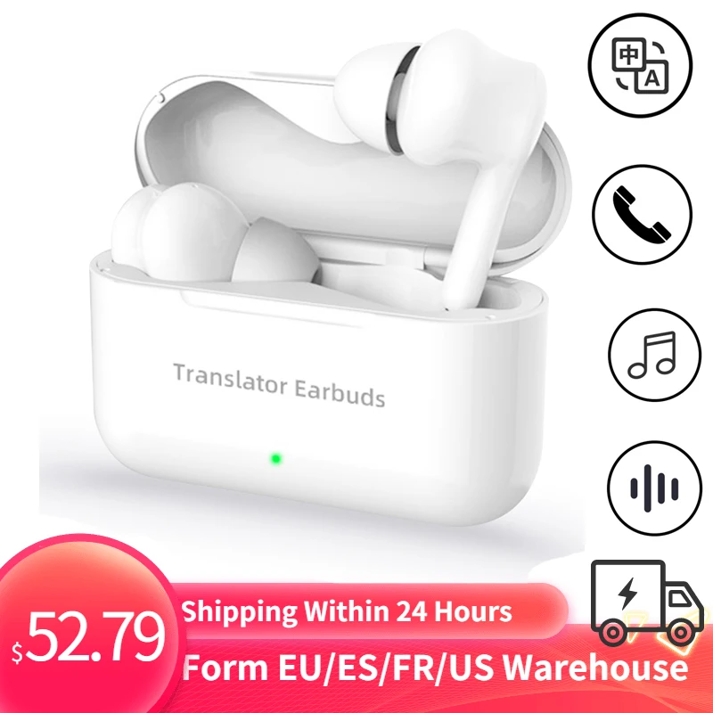 

Wireless Earbuds BT Headphones M6 Translator Ear Buds with Microphones Support Real-time Translation in 71 Languages Online