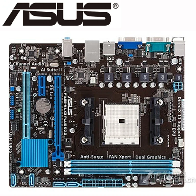 Материнская плата ASUS F1A55 M LX3 PLUS R2.0 для AMD A55 DDR3 32 ГБ десктопная материнская