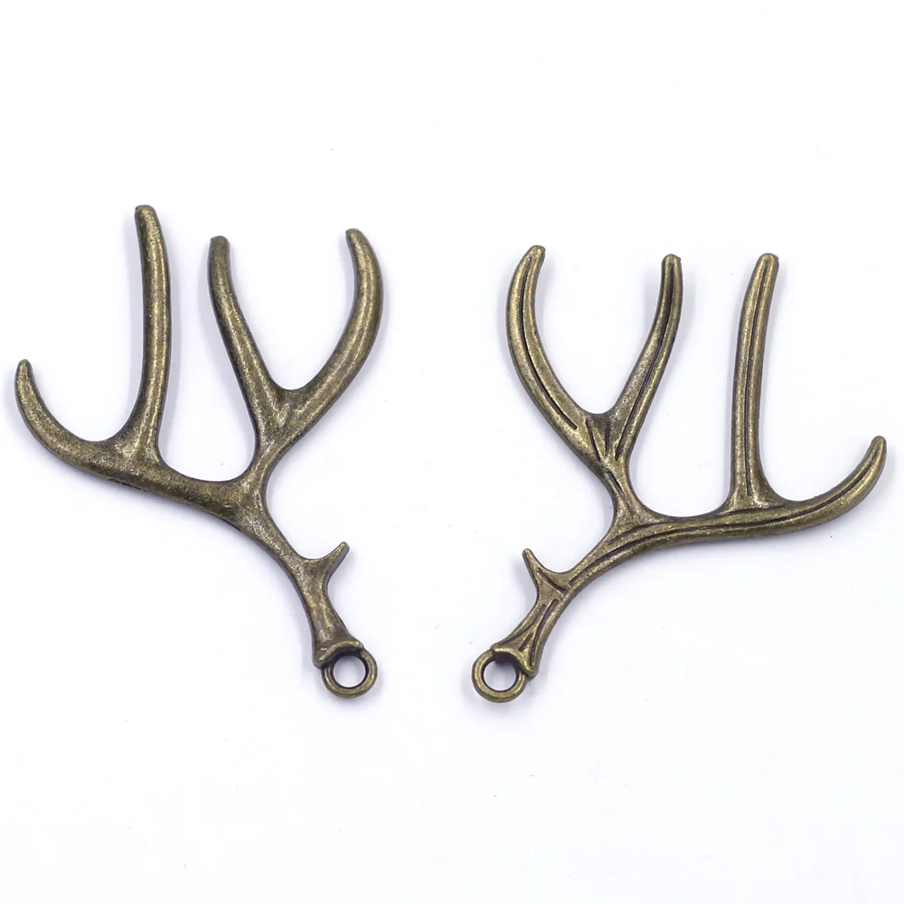 

4Pcs Pendants Elk Deer Antlers Buckhorn Animal Christmas Metal Bronze Tone For Charms Necklaces Jewelry DIY Accessories 46x39mm