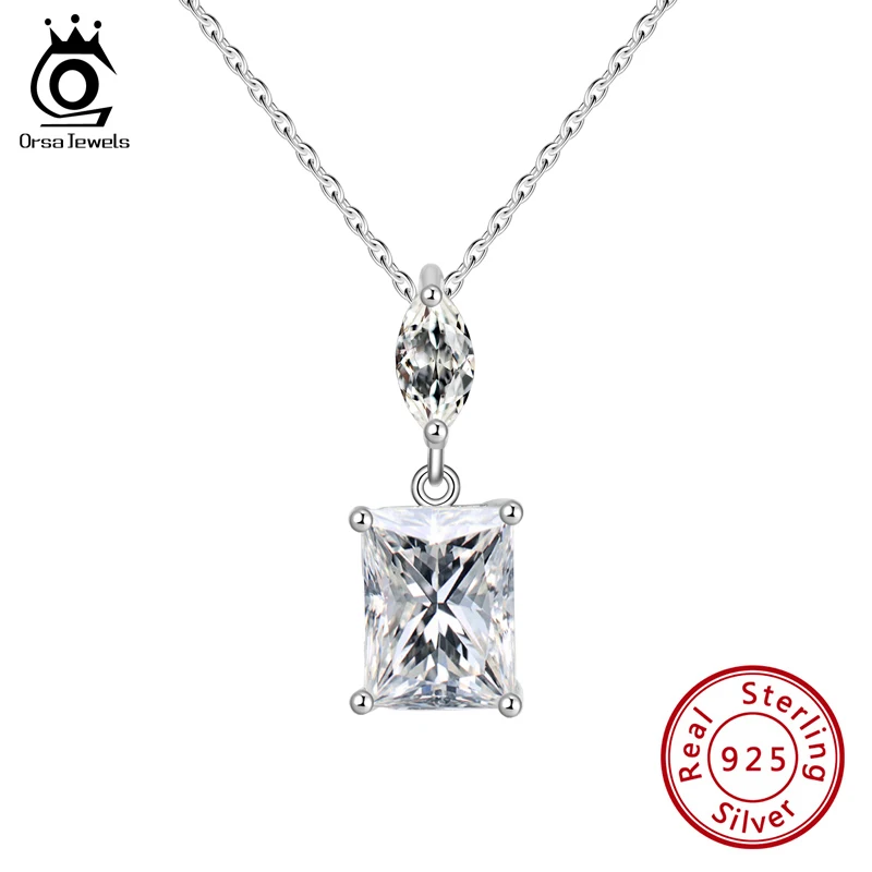 ORSA JEWELS Настоящее 925 AAAA циркониевое ожерелье с подвеской из стерлингового серебра, скользящая подвеска, простое короткое ожерелье, подлинное ювелирное изделие SN182