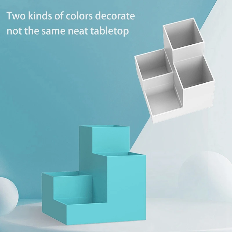 

Office Plastic Pen Holder, Multi-Function Desktop Storage Box, Desk Top 4-Layer Classification Storage Container