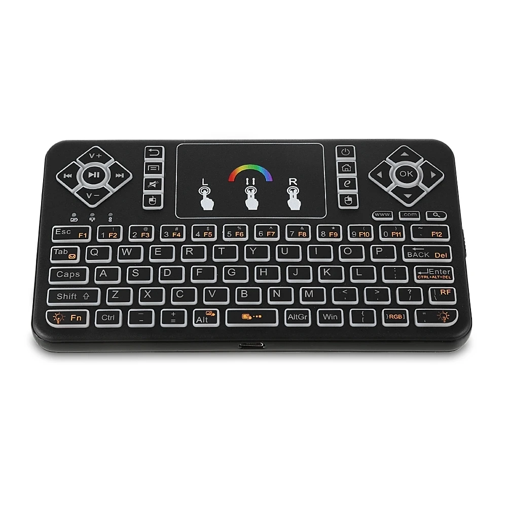 Беспроводная клавиатура TZ Q9 2 4 ГГц сенсорная панель с RGB подсветкой для Android/Google