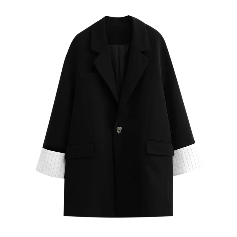 

2021 Spring Autumn Korean Style Loose Fashion Long Female Blazer Outfit Coat for Women 014