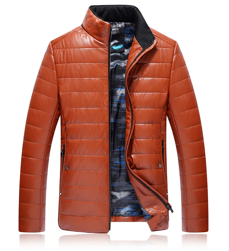 

6XL 8XL 7XL Stand Collar Men Winter Parkas Cotton Striped Leather Jacket Waterproof Windproof Keep Warm Stylish Mans Coat 8828