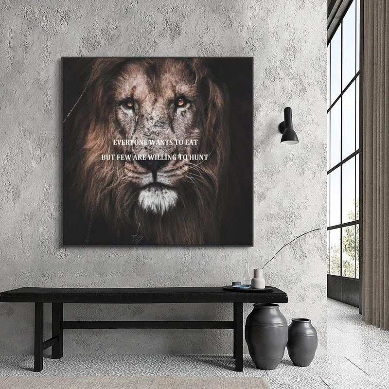 

Animal Lion Canvas Poster Motivational Quotes Wall Art Print Painting Nordic Style Decorative Picture Modern Home Room Decor
